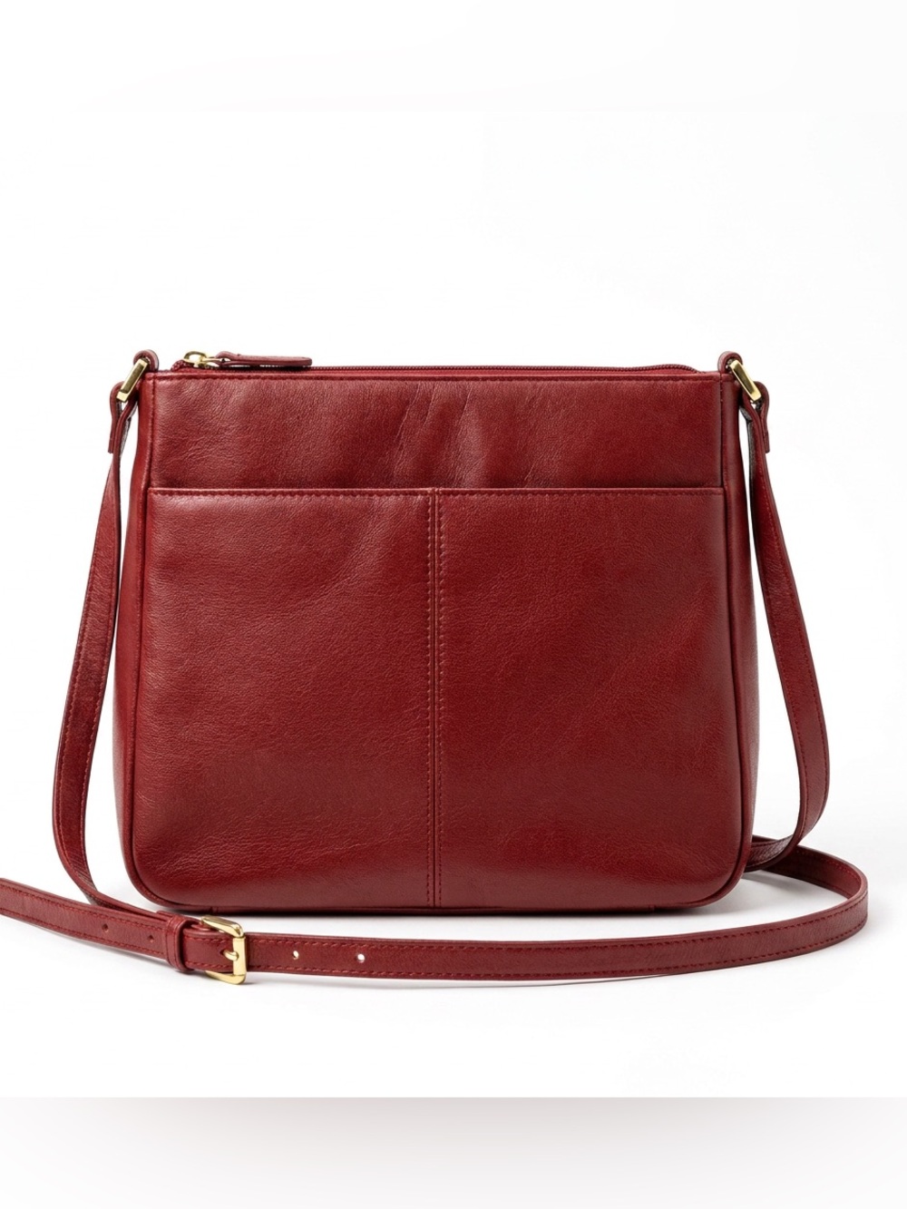 Classic Burgundy Leather Crossbody with Front Slip Pocket